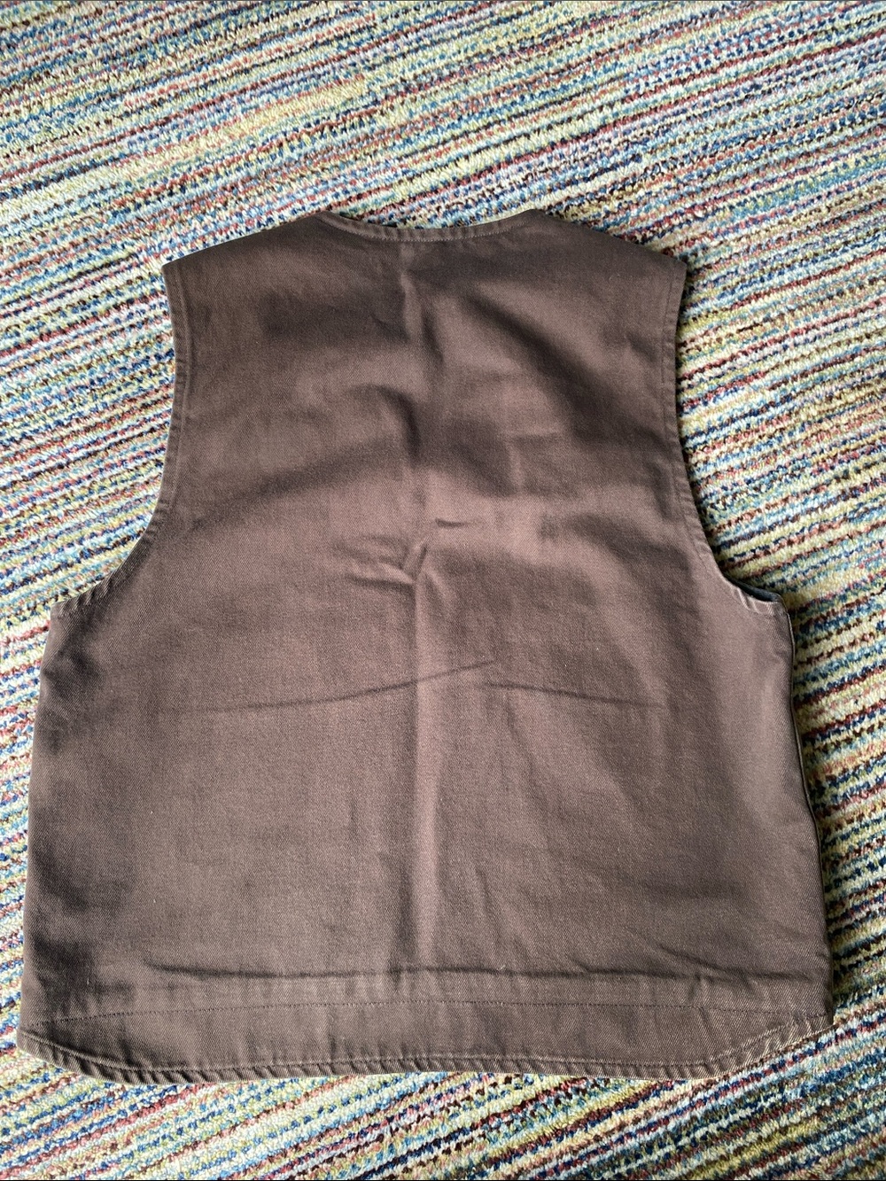 Vintage Carhartt Brown Workwear Sandstone Duck Vest with Fleece Gray Lining - Picture 5 of 7